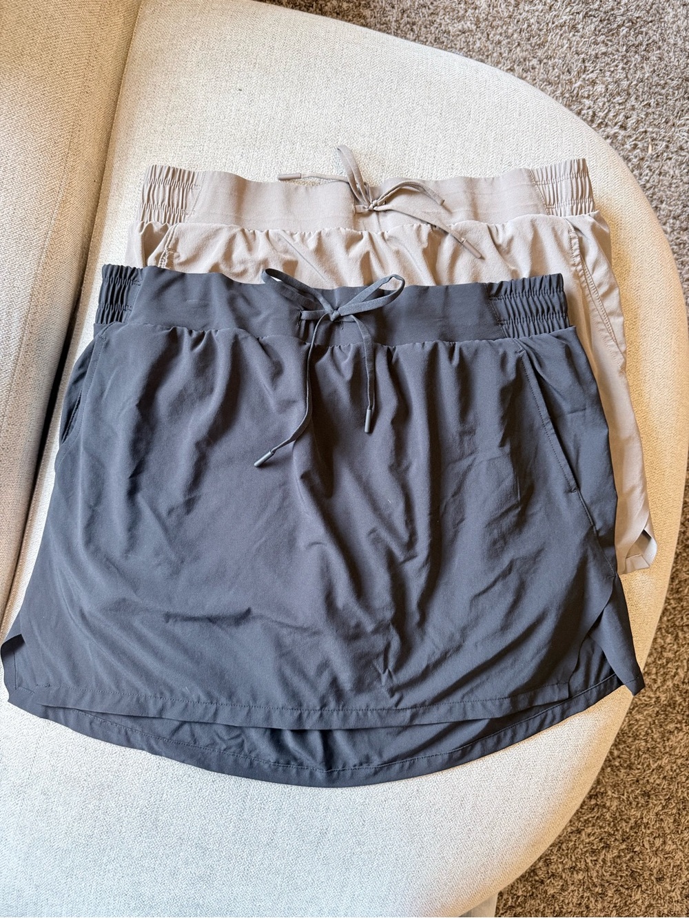 all in motion Women’s Two-Pack Active Drawstring Skorts - Black & Khaki